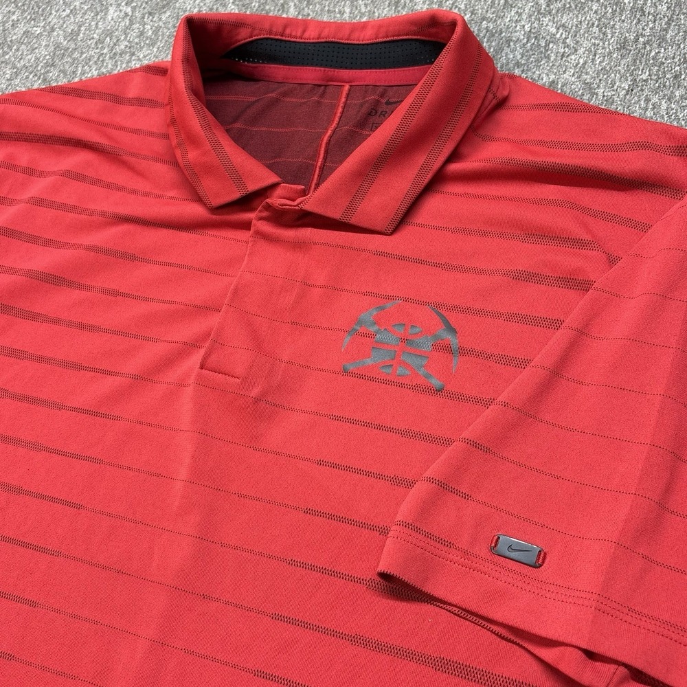 Nike Golf Tiger Woods Collection Polo Shirt Men's Size XL Striped Red BV0350-687